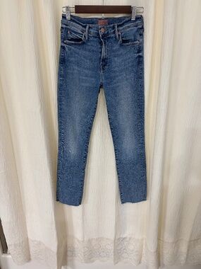 MOTHER The Rascal Ankle Bonfire Lighting Frayed Jean Size 28